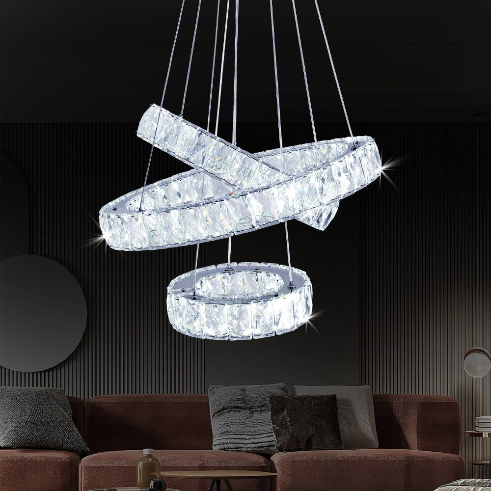 Contemporary K9 Crystal LED Chandelier: Chrome Lustre Ceiling Pendant Lamp for Modern Living Rooms