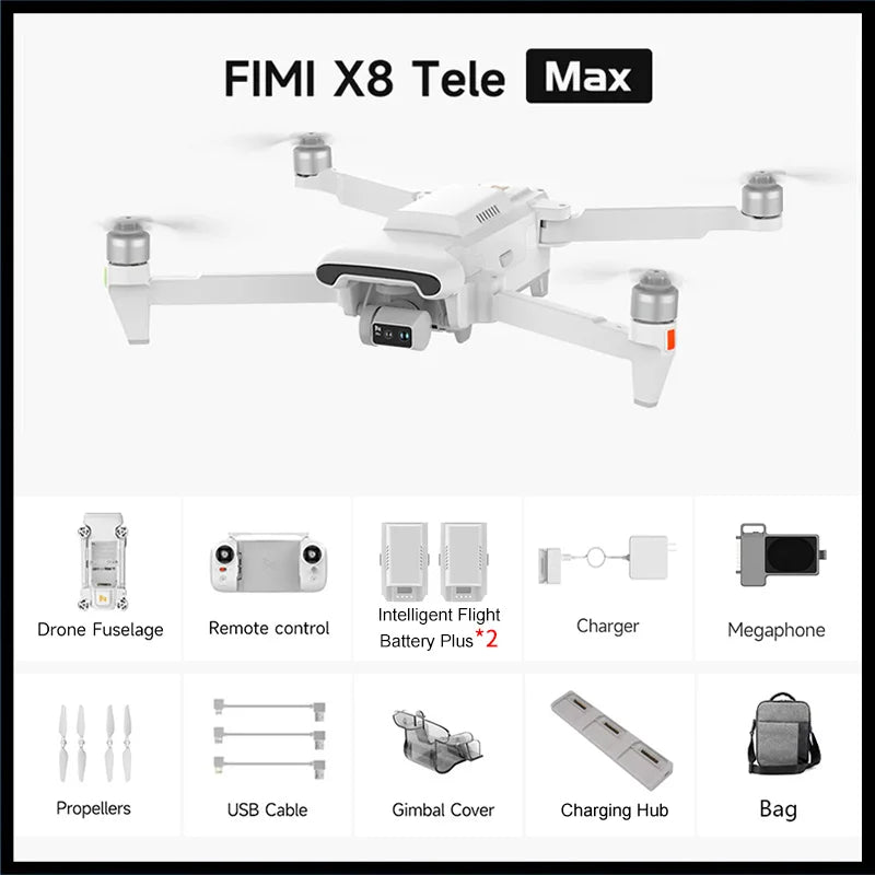 π FIMI X8 TELE MAX Drone 2025 | 4K HDR 48MP Camera | 20KM Range | 3-Axis Gimbal | Professional GPS Quadcopter