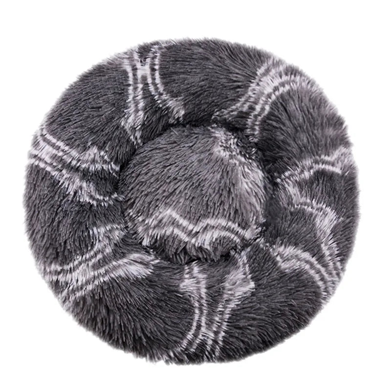 Round Plush Dog & Cat Bed – Winter Warm Washable Pet Bed for Small, Medium & Large Pets
