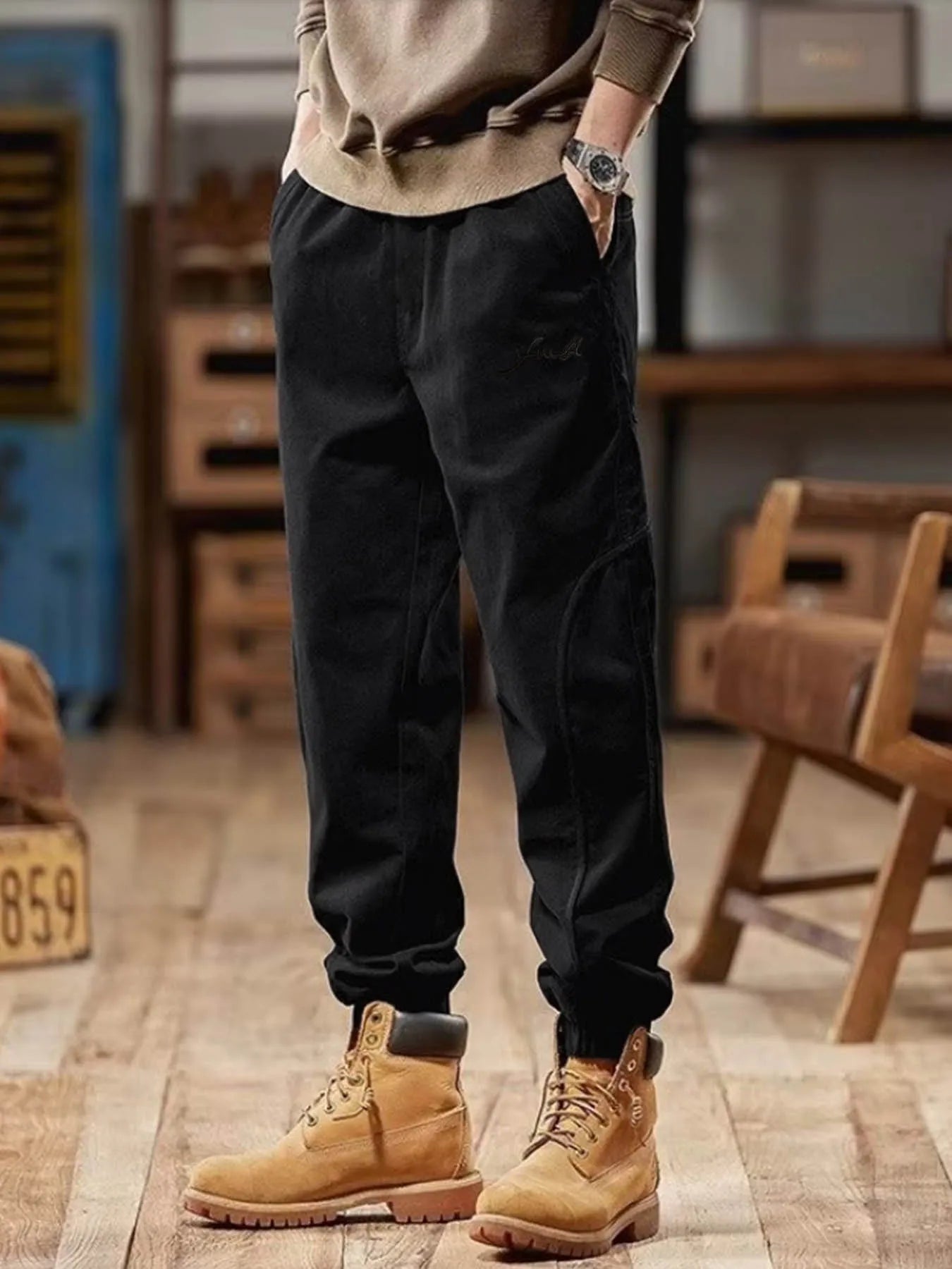 Men’s Casual Multi-Pocket Work Pants – Relaxed Fit Outdoor Trousers for Fall & Everyday Use