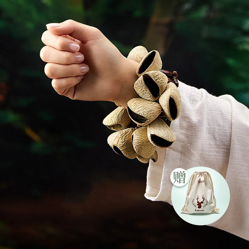 Handmade Nut Shell Handbell Bracelet – Natural Sound Healing & Yoga Instrument