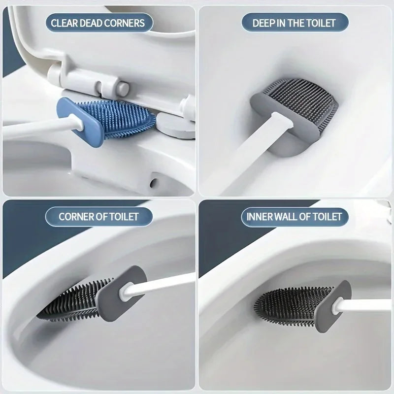 Clean Smarter: Flexible Silicone Toilet Brush with Quick-Dry Hanging Holder