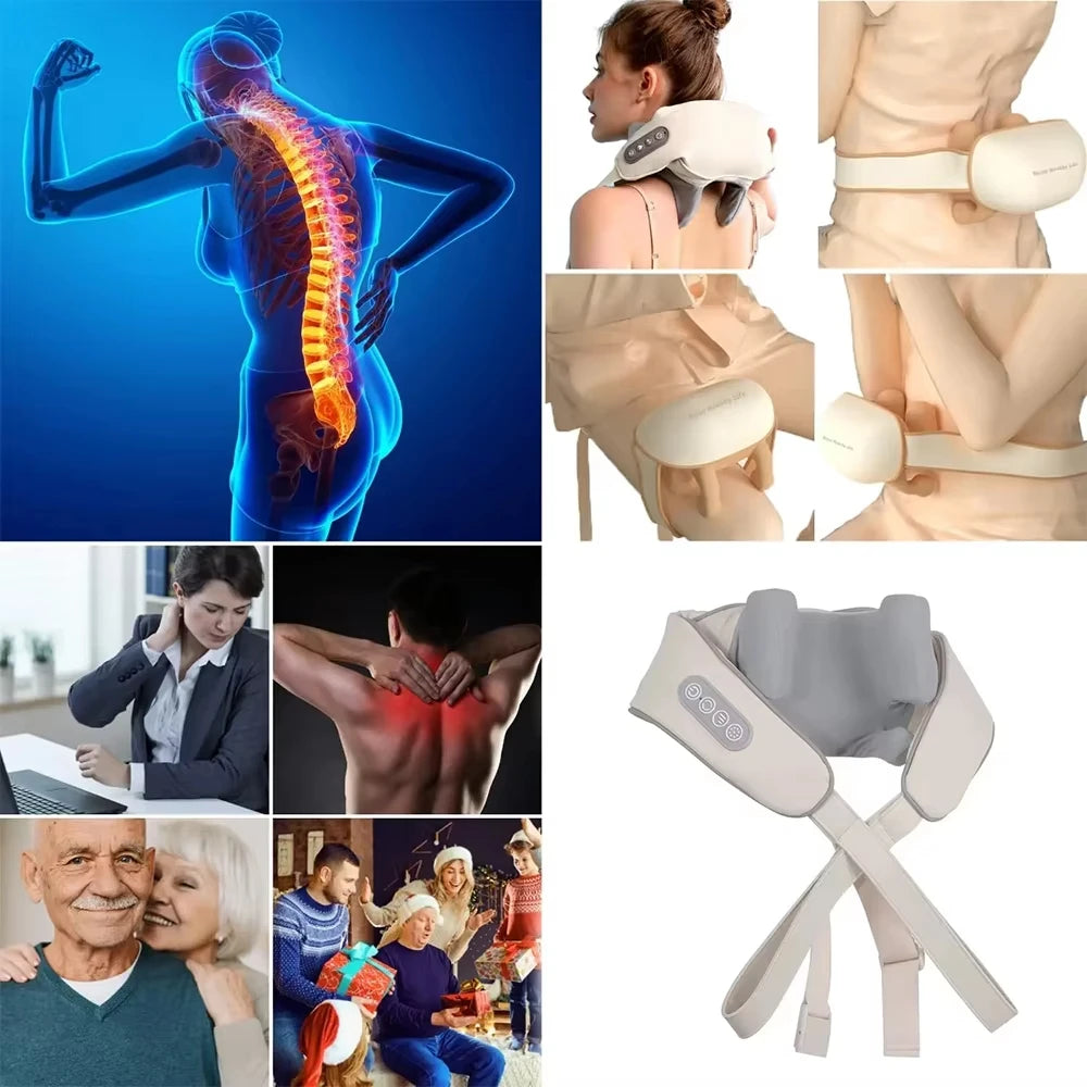 Tuhopeta 6D Neck & Shoulder Massager – Deep Tissue Shiatsu with Kneading & Squeeze Function for Trapezius and Back Muscles