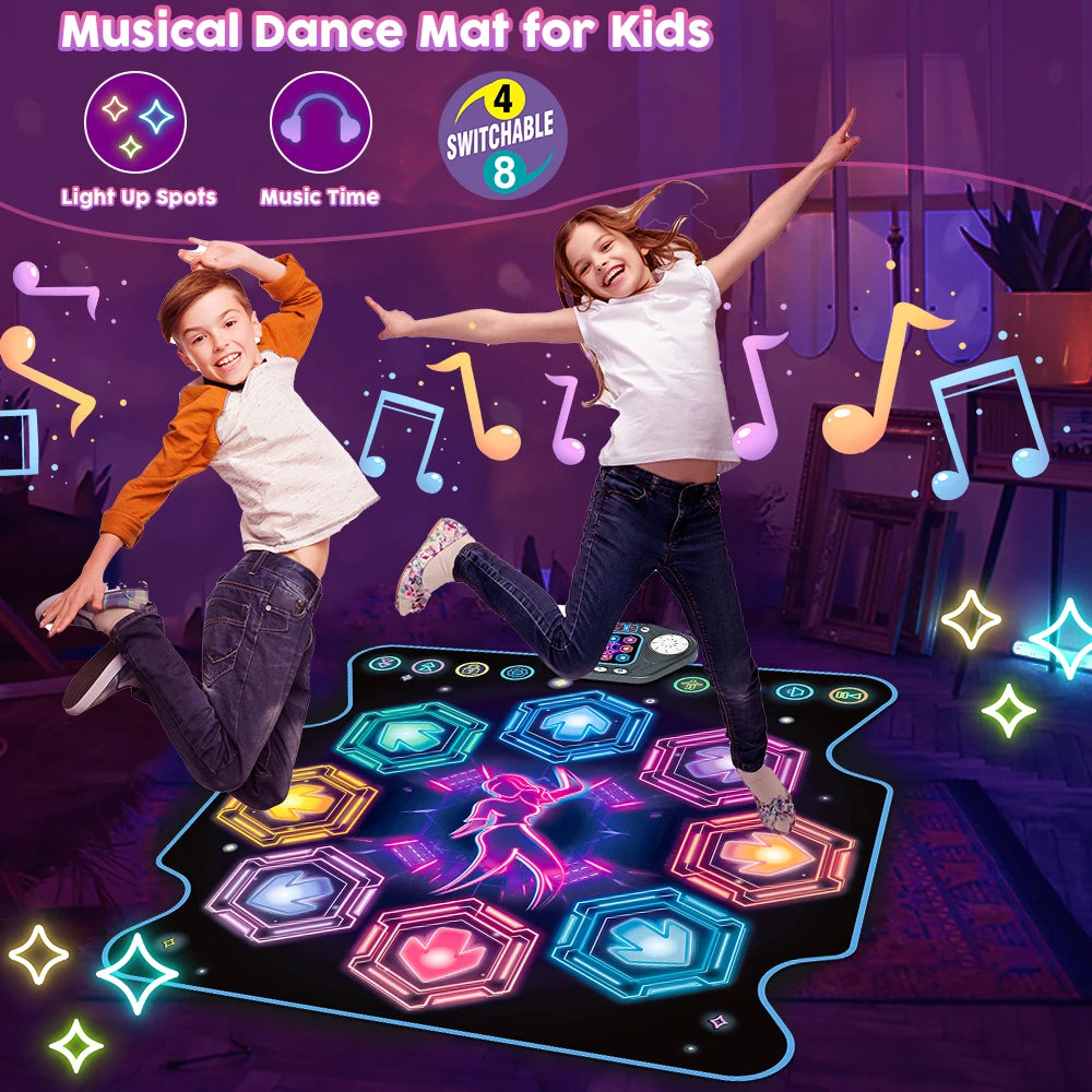 Interactive Dance Mat for Kids – 27 Levels, 8 LED Keys, Bluetooth & 5 Game Modes – Music Toy for Ages 3+