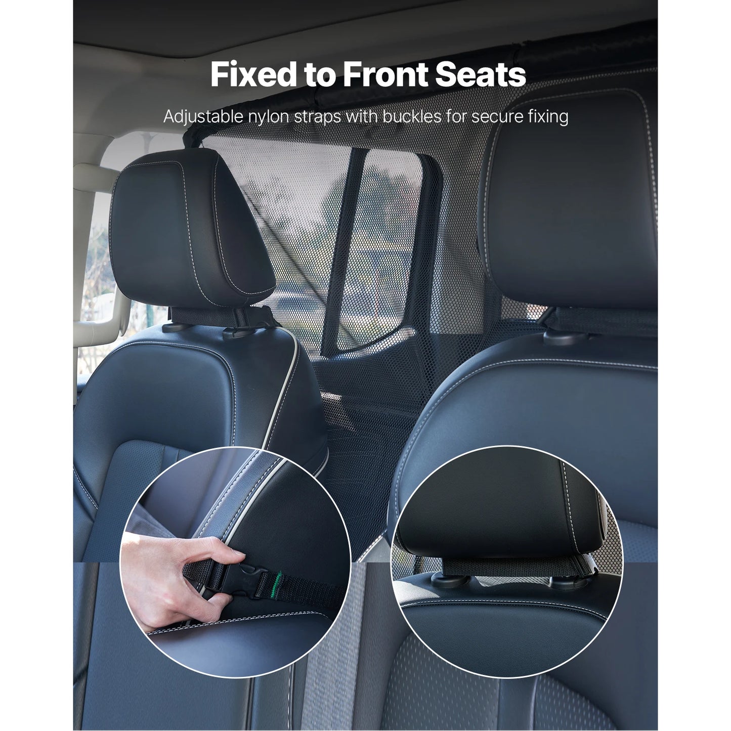VEVOR Dog Car Barrier, Car Divider for Front Seats Vehicle, Pet Barrier with See Through Net Mesh, Universal-Fit Dog Car Barrier