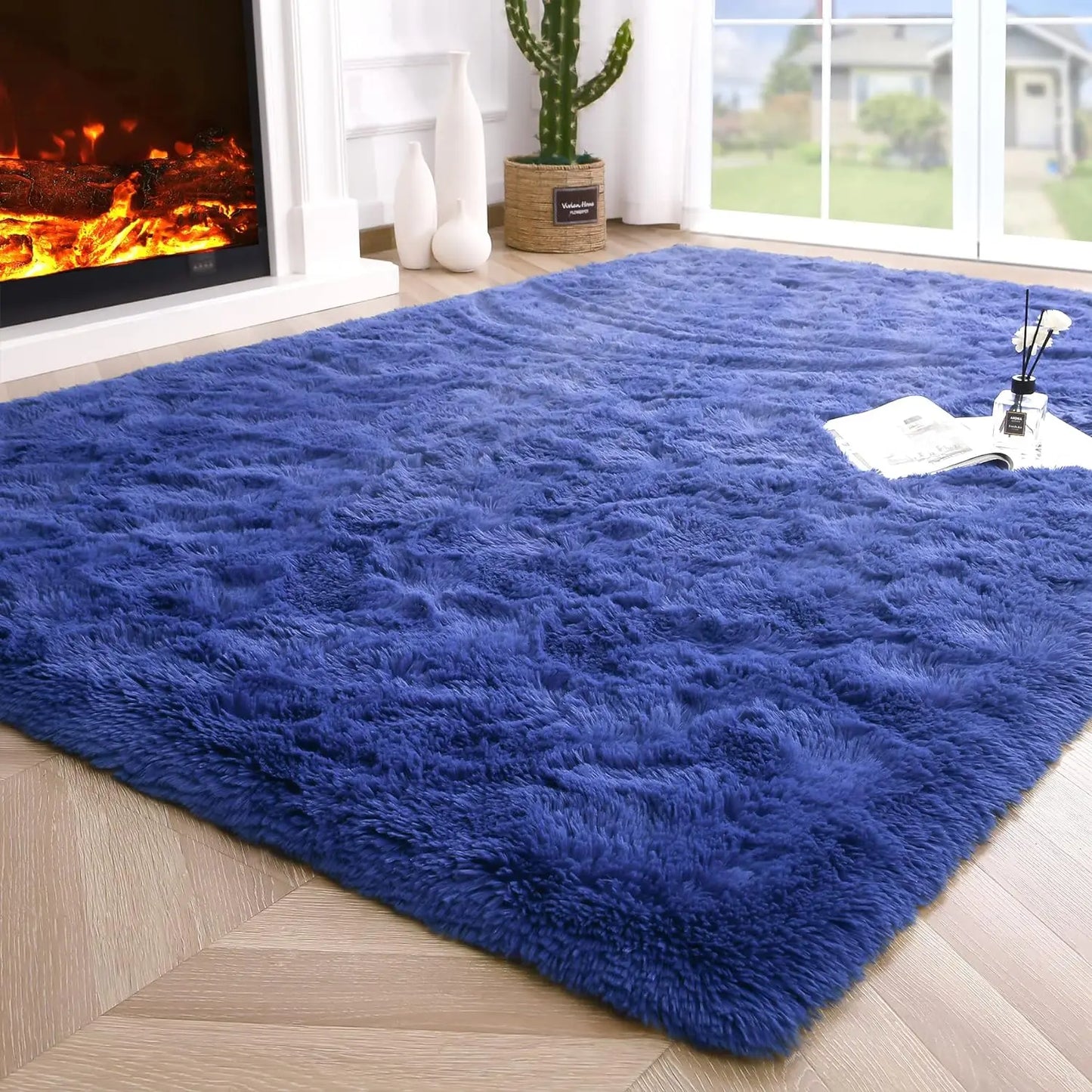 Fluffy Area Rug – Soft Fuzzy Bedroom & Living Room Carpet, Non-Slip Design for Kids' Rooms & Hardwood Floors