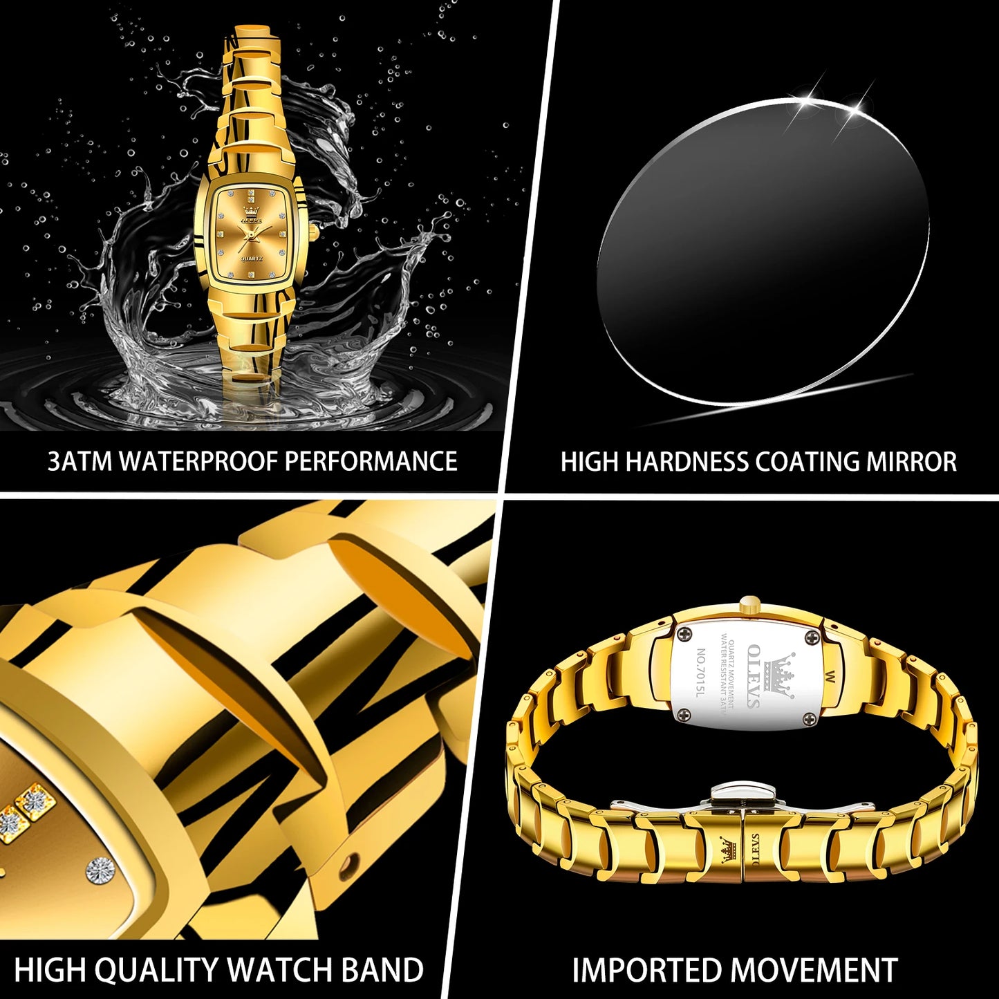 Ladies Waterproof Gold Luxury Watch – Elegant Stainless Steel Quartz Wristwatch Gift