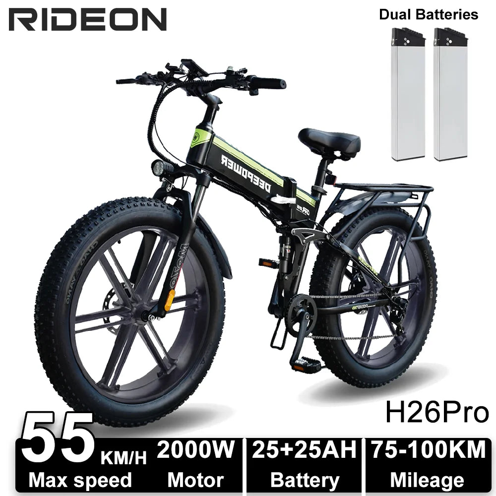 Conquer Any Terrain: 2000W Fat Tire Electric Bike with 48V Battery for Off-Road Adventures