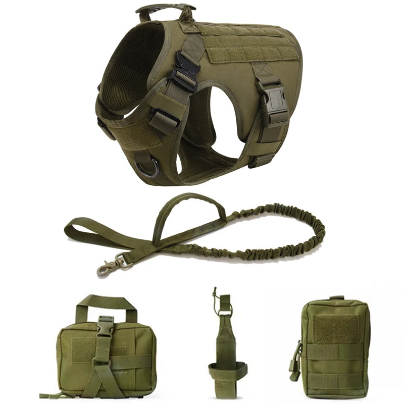 Tactical Dog Harness and Leash Set – Military Training Vest for German Shepherd, Golden Retriever & All Breeds