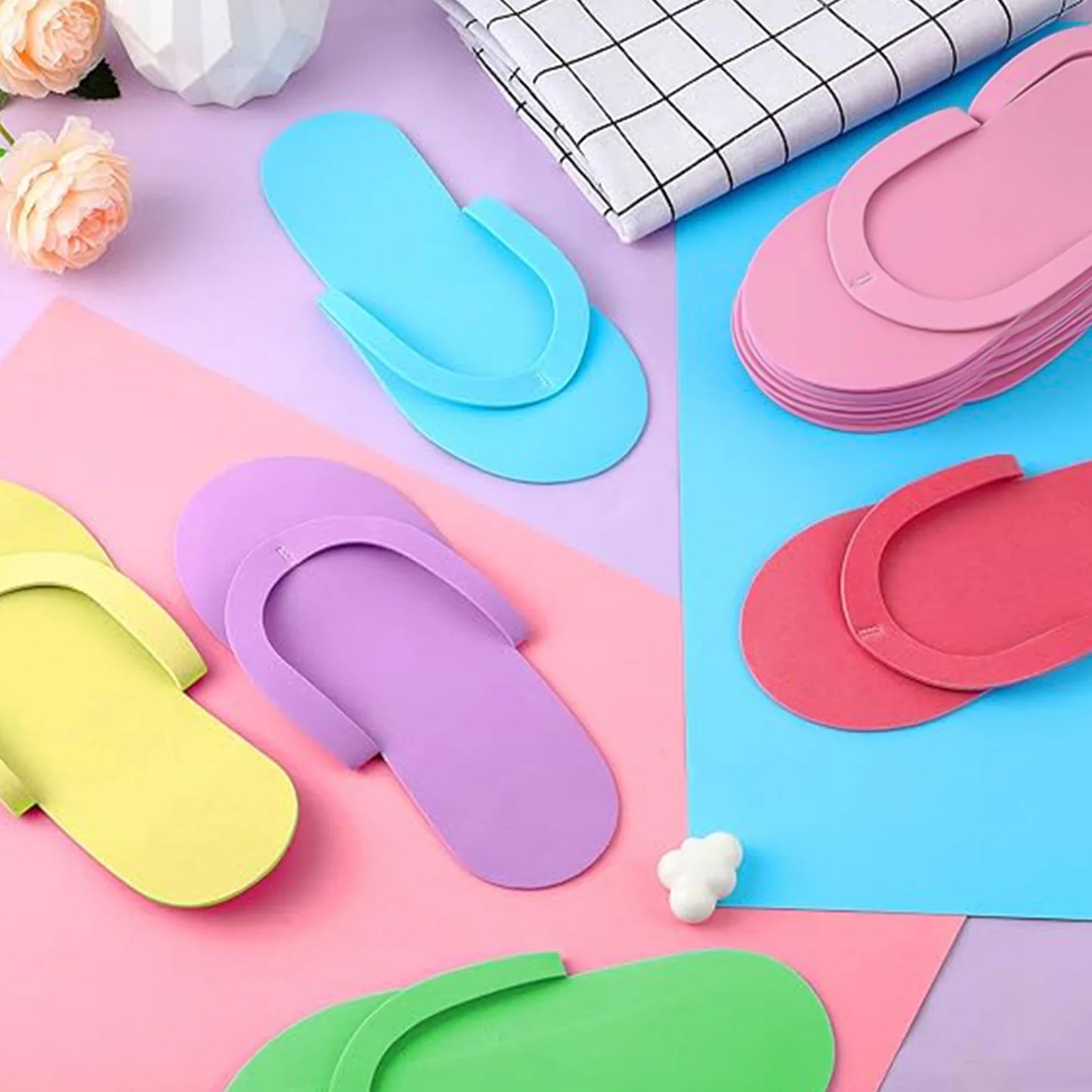 Disposable Foam Pedicure Slippers – Multi-Color Spa Flip Flops for Women, Ideal for Nail Salons & At-Home Use