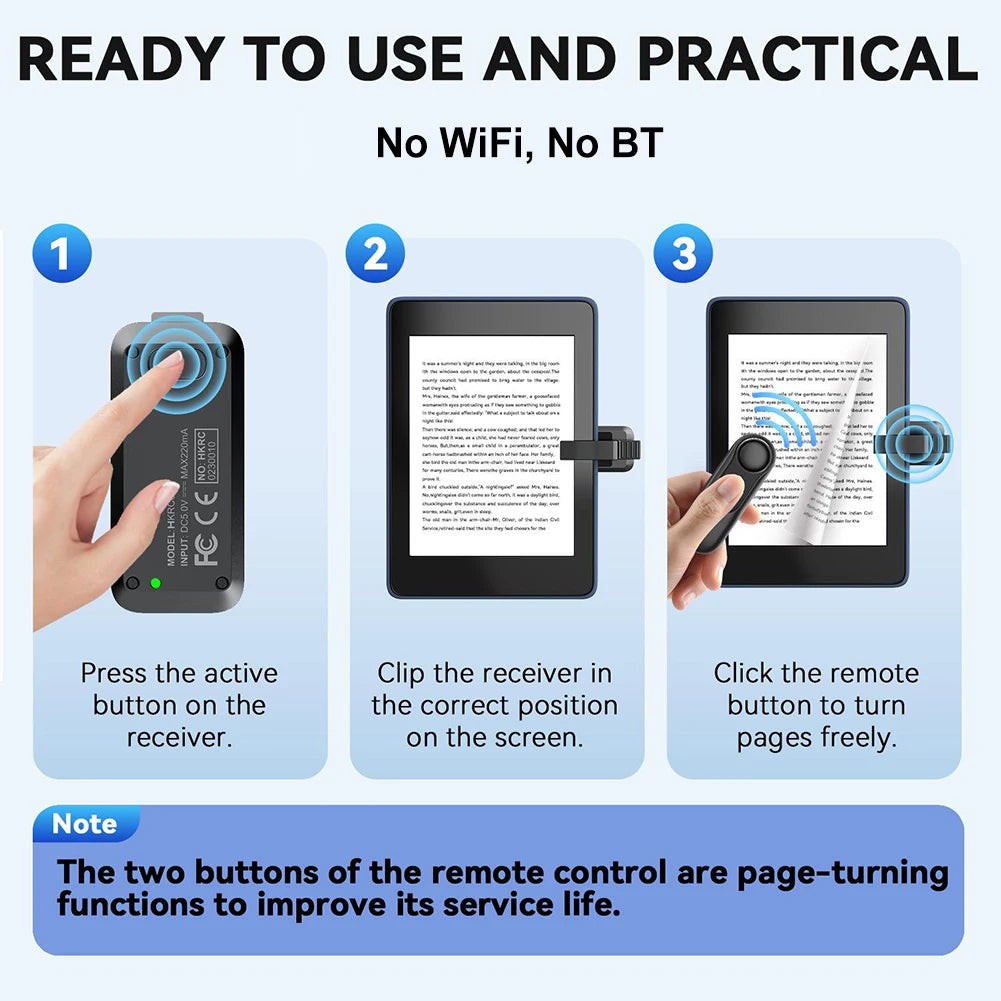 π RF Remote Control Page Turner β Hands-Free Reading Clicker for Kindle Paperwhite & More