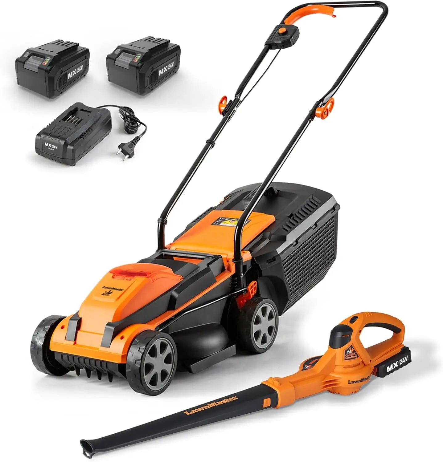 24V Max 13" Cordless Lawn Mower & Leaf Blower Combo – Includes 2x 4.0Ah Batteries & Charger