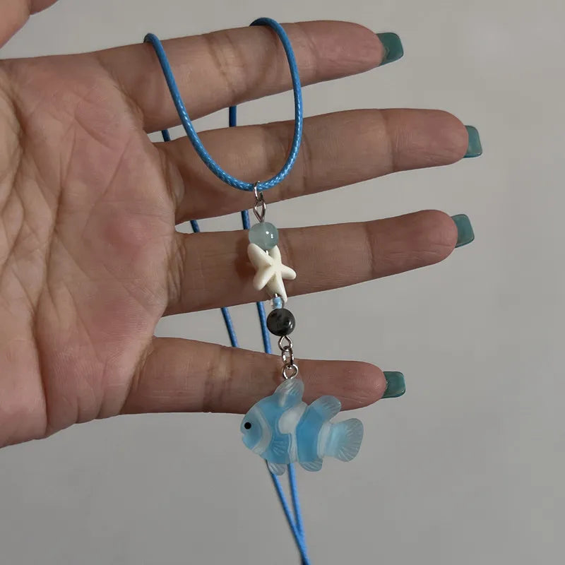 Boho Y2K Star & Heart Tassel Choker – Colorful Kpop-Inspired Pendant Necklace for Women