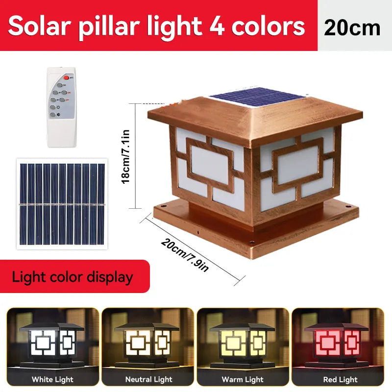 Solar Outdoor LED Column Light: Timed Dimming with Memory Function, Perfect for Garden and Patio Illumination