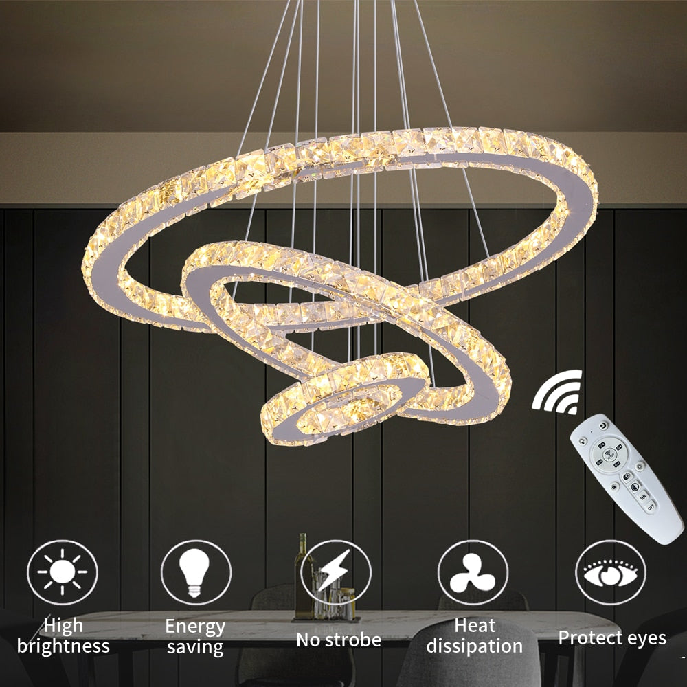 Contemporary K9 Crystal LED Chandelier: Chrome Lustre Ceiling Pendant Lamp for Modern Living Rooms