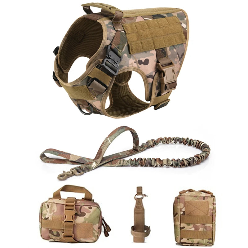 Tactical Dog Harness and Leash Set – Military Training Vest for German Shepherd, Golden Retriever & All Breeds