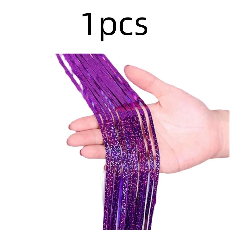 2-Pack Metallic Tinsel Fringe Curtains – 2x1M Glitter Party Backdrops for Birthday, Wedding, Bachelorette & Event Decor
