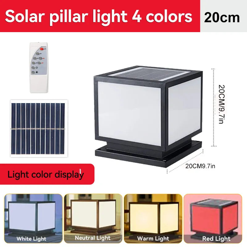 Solar Outdoor LED Column Light: Timed Dimming with Memory Function, Perfect for Garden and Patio Illumination