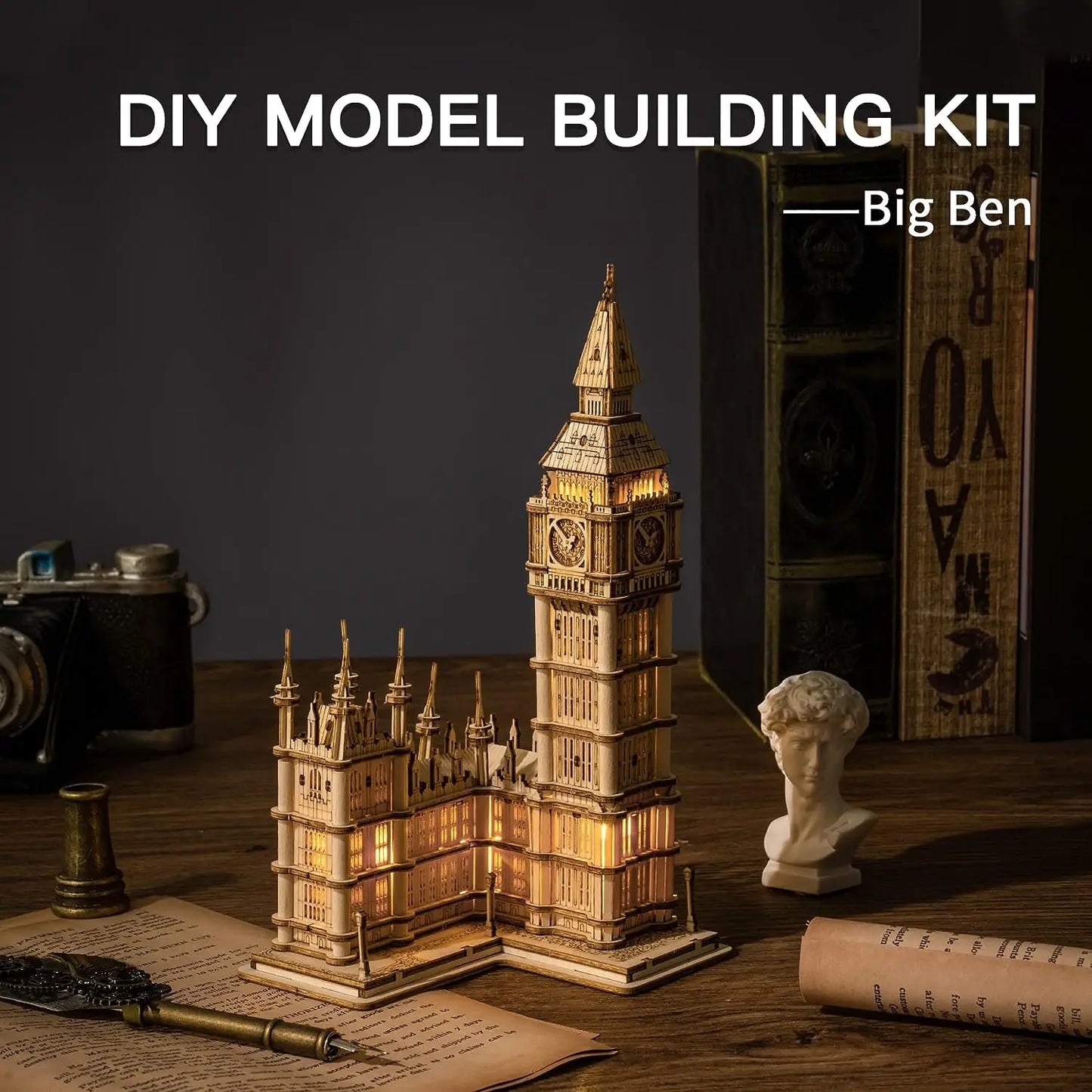 3D Wooden Puzzle Kit – DIY Tower Bridge, Big Ben, or Eiffel Tower Model Set for Home Decor or Birthday Gifts