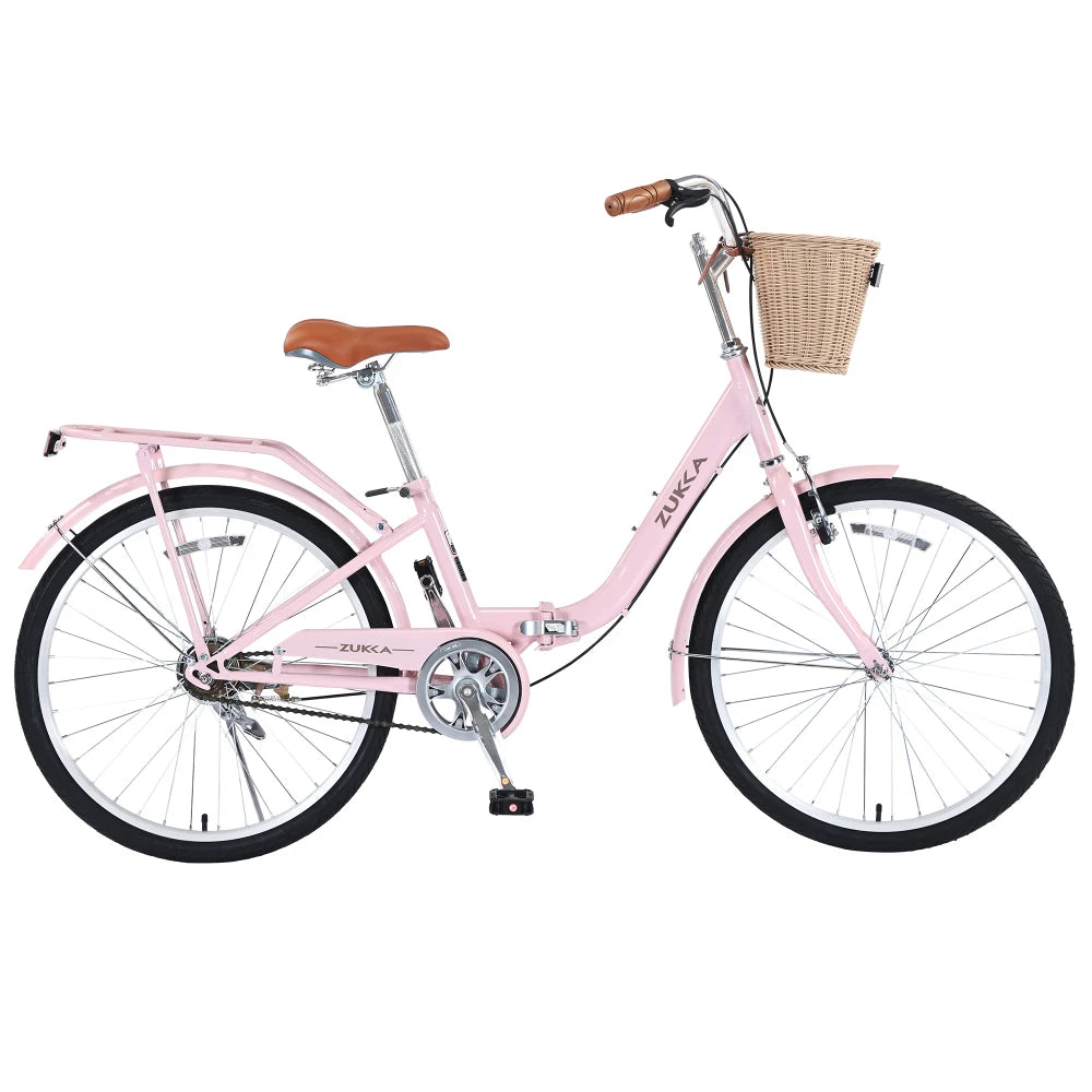 24" Folding Lady’s Bike – Single Speed with Durable Steel Frame, Compact Design for Easy Storage & Commuting