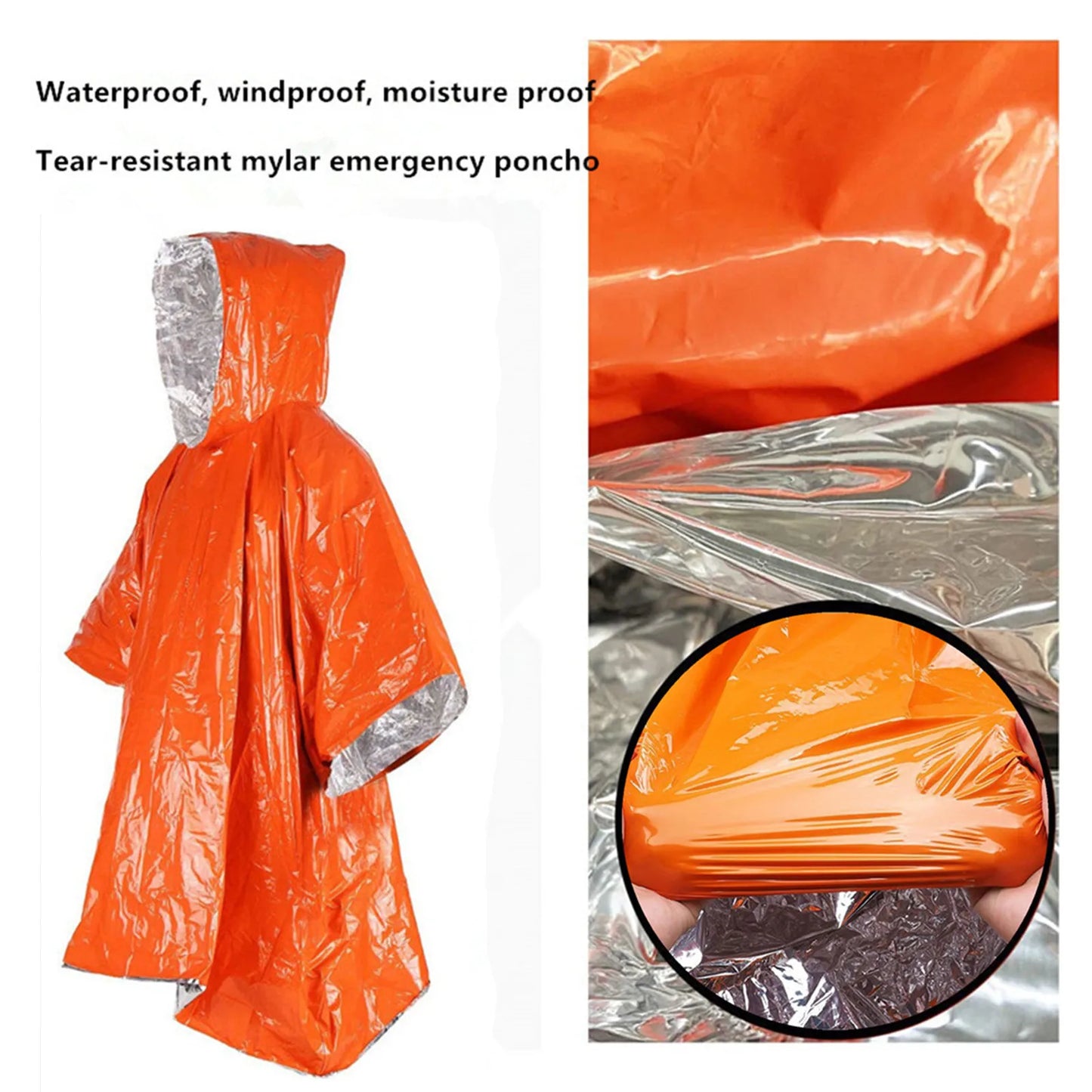 4-Pack Emergency Thermal Ponchos – Insulated, Reflective Raincoats for Outdoor Survival, Camping & Car Gear