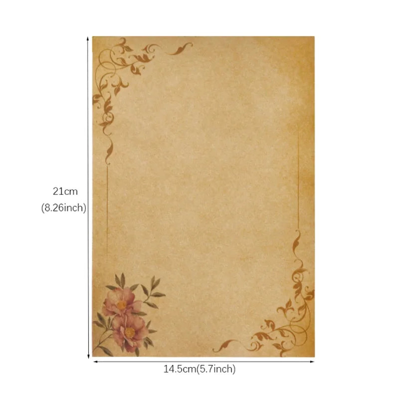16pcs Vintage Writing Paper Old Parchment Design Kraft Paper for Invitations Gift Decorations Holiday Event Party Supplies A5