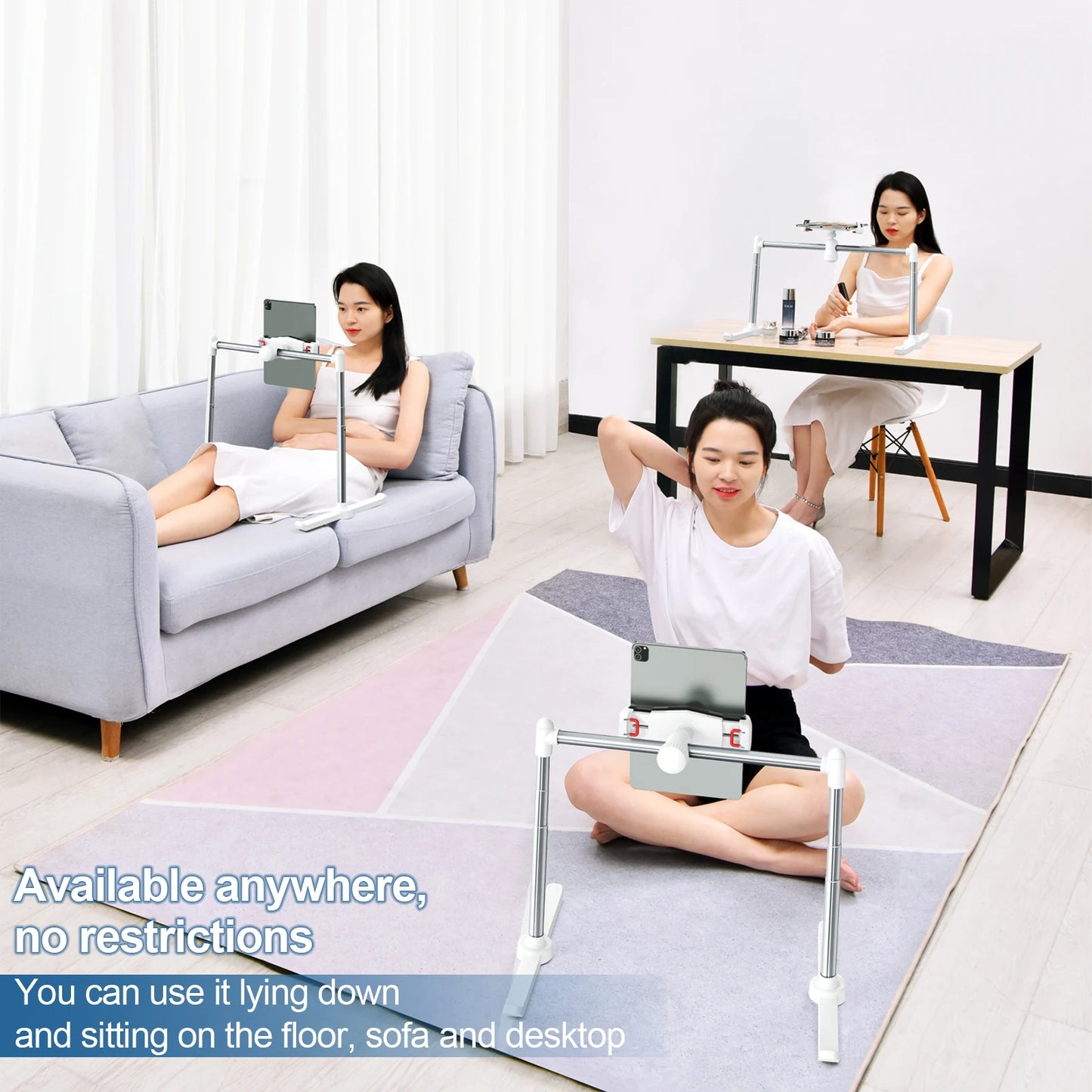 Adjustable Phone & Tablet Holder – Foldable Desktop Stand for Bed, Sofa, or Office Use