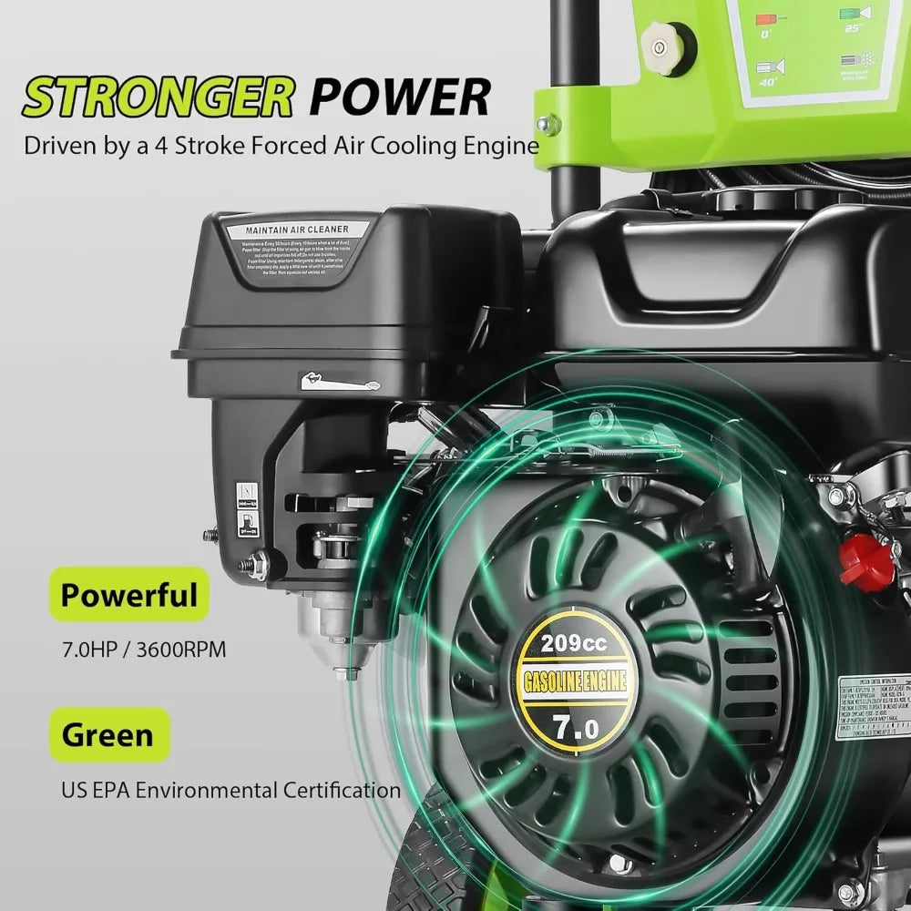 4200 PSI Gas Pressure Washer – 4.0 GPM 209CC Commercial Power Washer with 25ft Hose & 4 Quick-Connect Nozzles