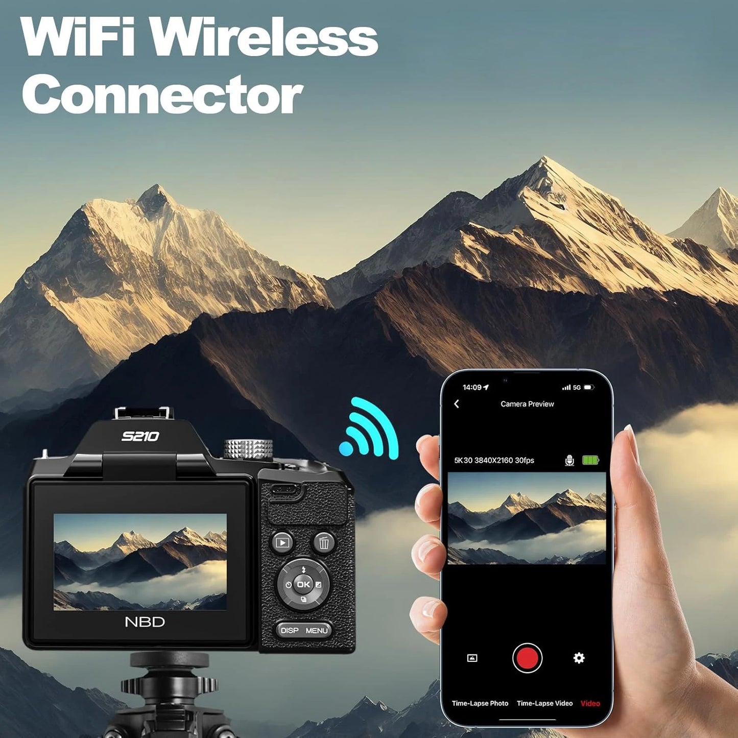 5K Digital Camera with 16X Optical Zoom – WiFi Vlogging Camera with App Control & 180° Flip Screen