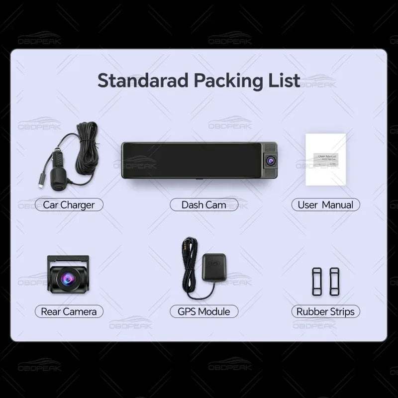 3-Channel 4K Car Dash Cam – UHD DVR with Triple Lens, GPS, 5G WiFi App, Night Vision & In-Car Monitoring