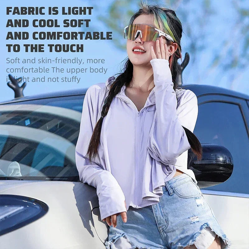 π΄ββοΈ WEST BIKING UPF 50+ UV Sun Protection Hoodie for Women β Ice Silk Outdoor Jacket