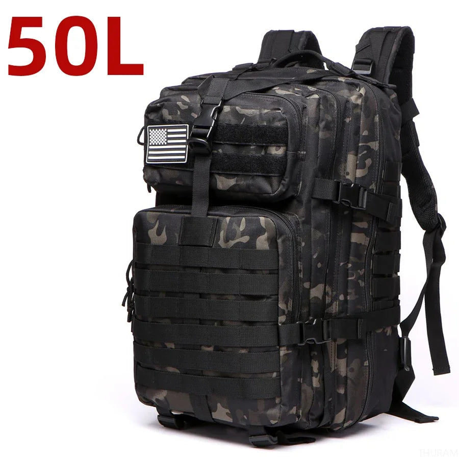 Outdoor-Ready Gear: 25L/50L Tactical Backpack for Camping, Hiking, & Sports