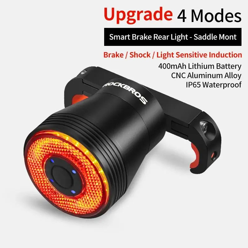 Smart Brake-Sensing Bike Taillight – USB Rechargeable LED Rear Light, IPX6 Waterproof Cycling Accessory