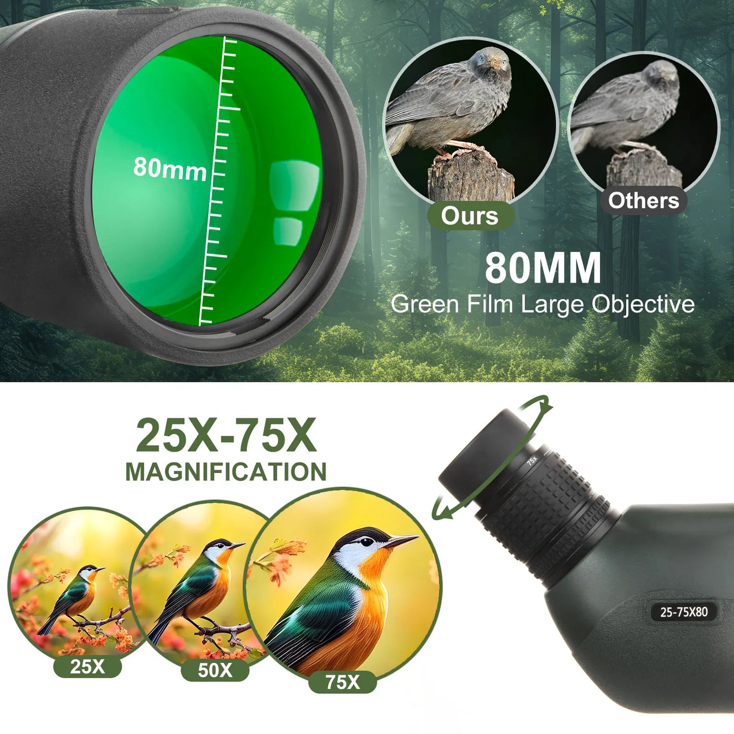 See Farther, Clearer: High-Powered Zoom Spotting Scope with Tripod & Phone Adapter