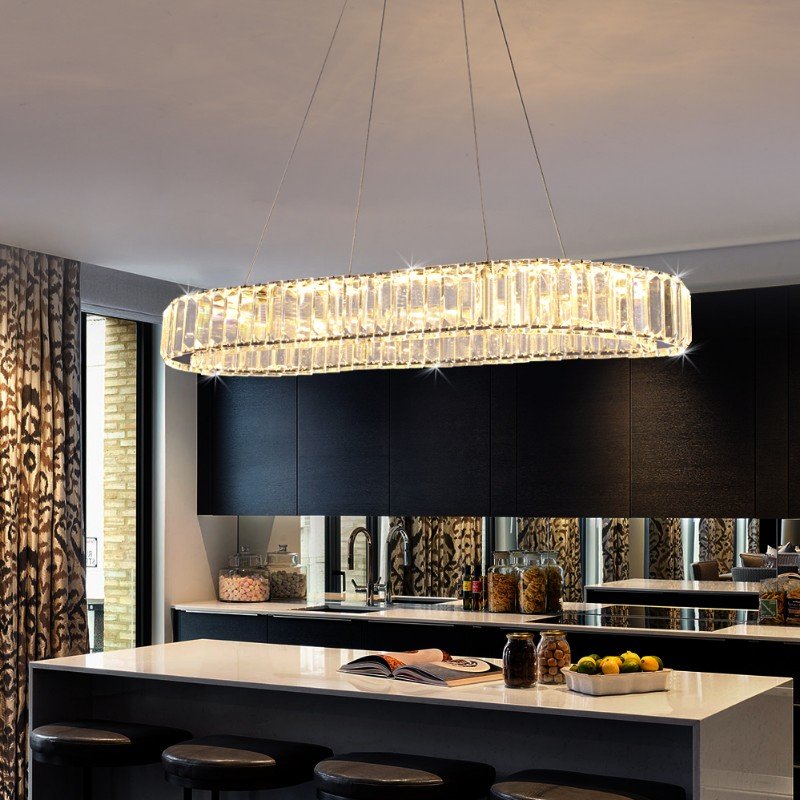 Contemporary K9 Crystal LED Chandelier: Chrome Lustre Ceiling Pendant Lamp for Modern Living Rooms