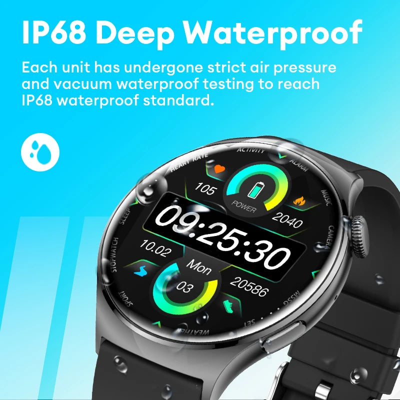 Aolon Mars R3 Smartwatch – Premium Health & Fitness Tracker with 2-Week Battery Life, IP68 Waterproof, Compatible with iPhone & Huawei