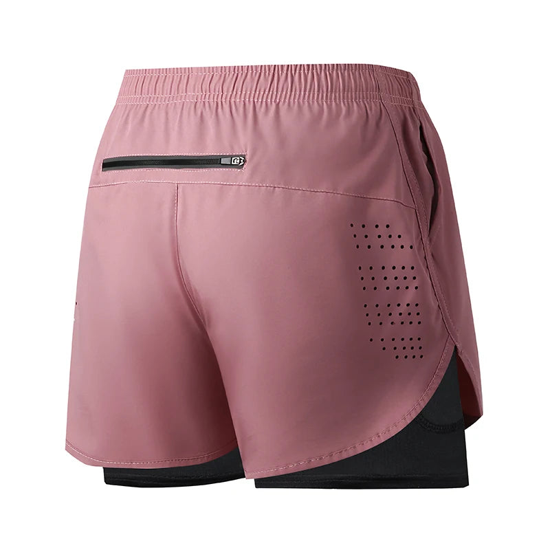 Men’s Quick-Dry Double Layer Running Shorts – Black Fitness & Workout Training Shorts