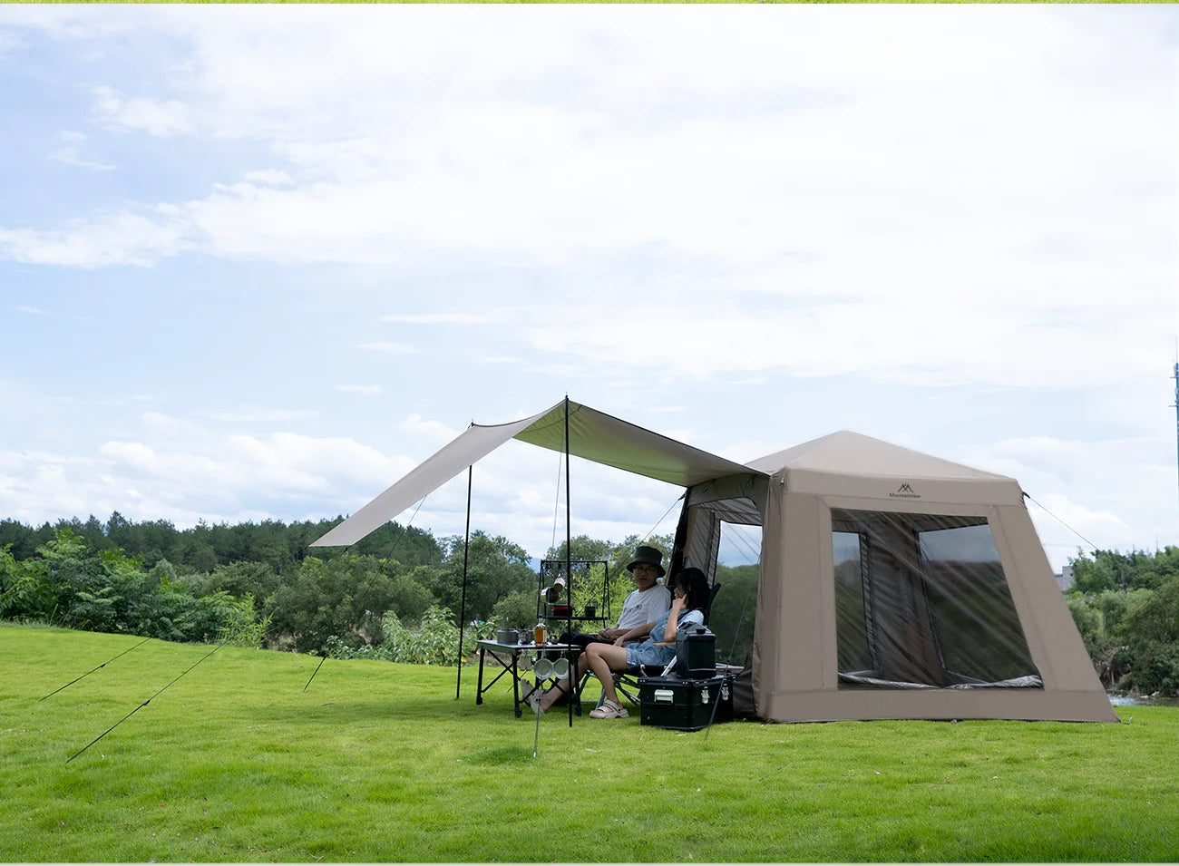ποΈ MOUNTAINHIKER Inflatable Cottage Tent β Spacious 3β4 Person Quick-Setup Camping Shelter with Canopy