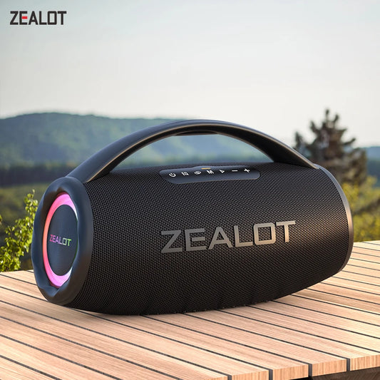 Zealot S97 80W Bluetooth Speaker – Portable Wireless Subwoofer with RGB Lights, Waterproof, 360° Stereo Surround, TWS & FM Radio