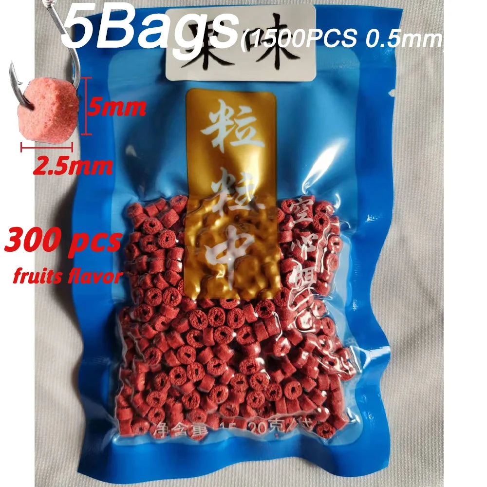 5-Pack Fish Attractant Bait – Hollow Granular Lure with Strong Scent for Carp & Soft Bait Hook Fishing