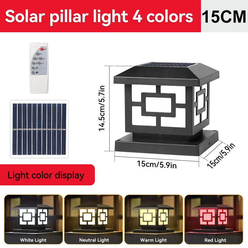 Solar Outdoor LED Column Light: Timed Dimming with Memory Function, Perfect for Garden and Patio Illumination