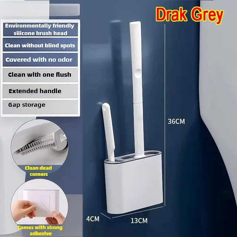 Clean Smarter: Flexible Silicone Toilet Brush with Quick-Dry Hanging Holder