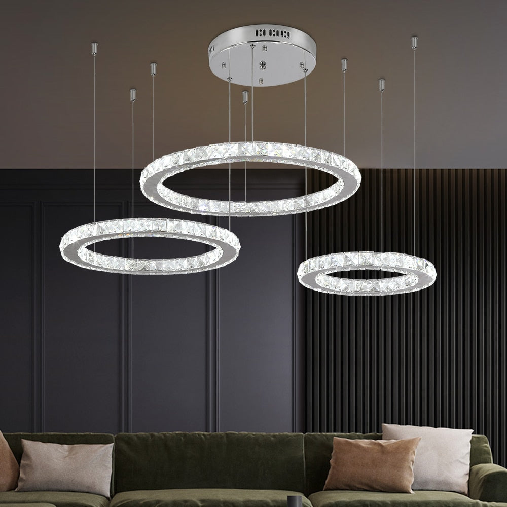 Contemporary K9 Crystal LED Chandelier: Chrome Lustre Ceiling Pendant Lamp for Modern Living Rooms