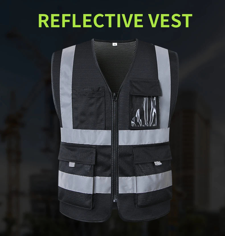 Reflective Safety Vest with Breathable Mesh – Ideal for Night Driving, Camping & Outdoor Activities