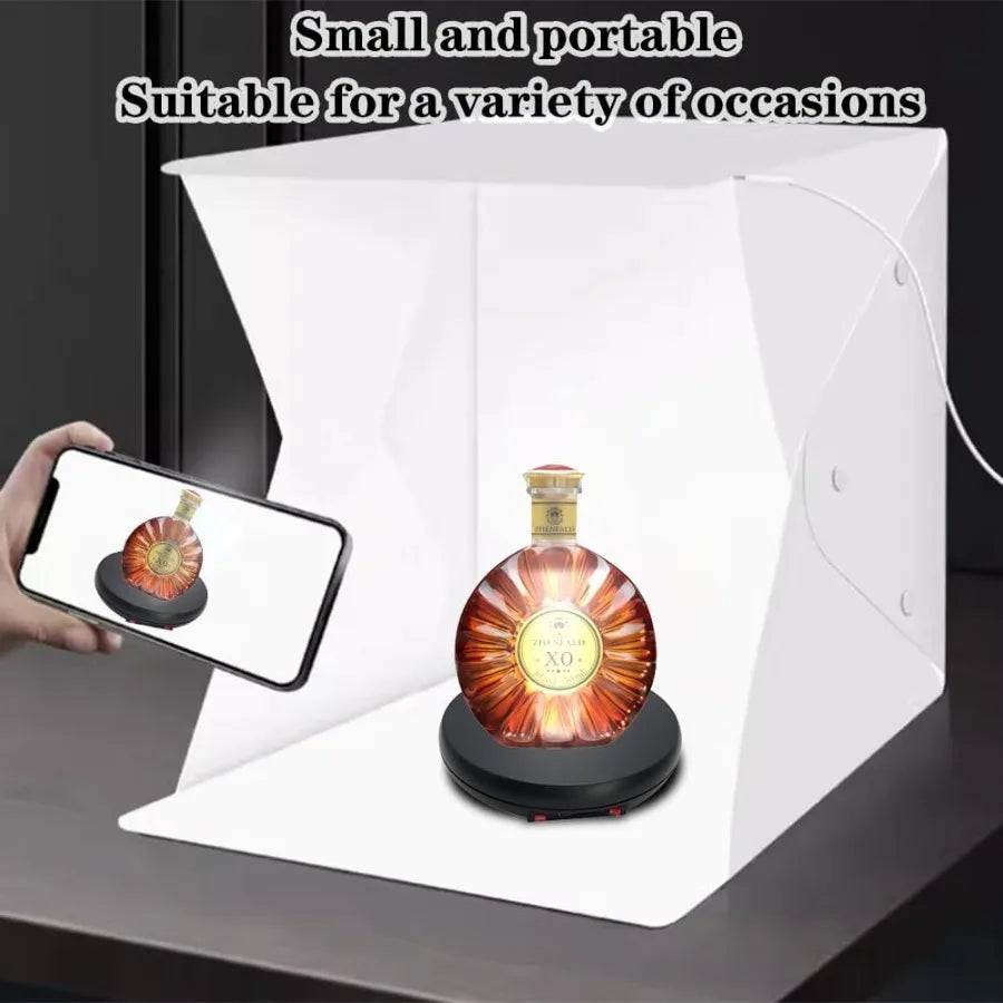 Motorized 360° Rotating Display Stand with LED Light – 10" Turntable for Product Photography & Showcases (55 lbs Load)