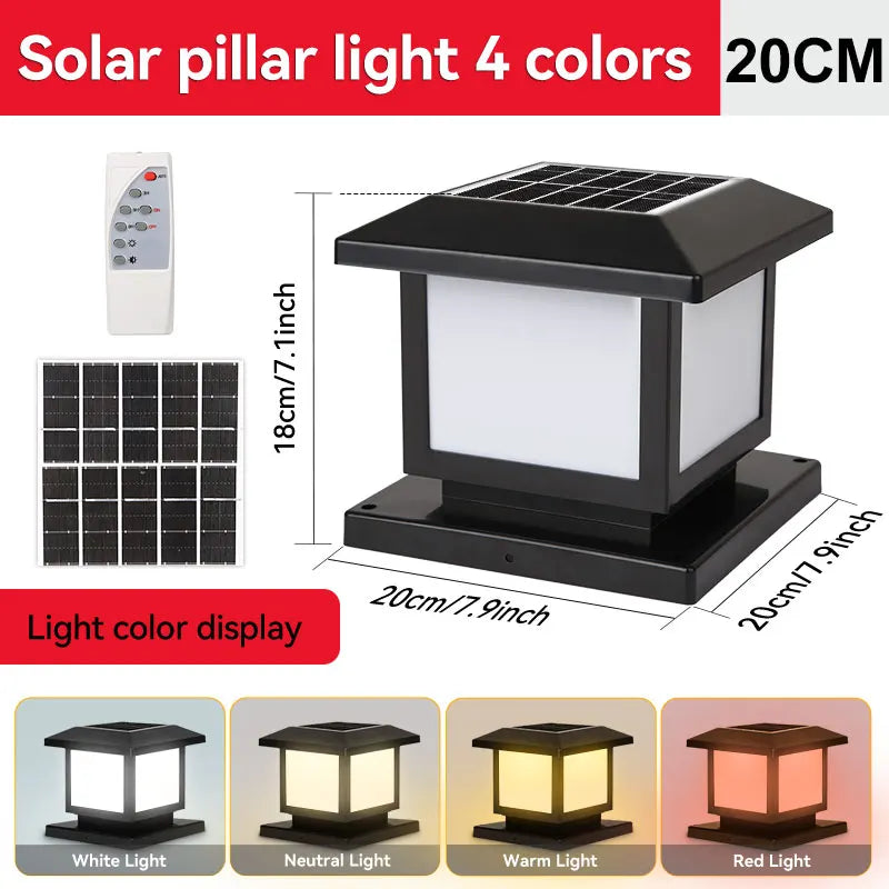 Solar Outdoor LED Column Light: Timed Dimming with Memory Function, Perfect for Garden and Patio Illumination