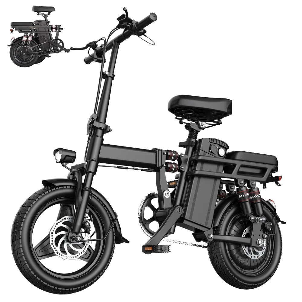 Folding Electric Bike for Adults – 500W Peak Motor, 14" Tires, 48V Battery (10Ah/15Ah/20Ah Options)