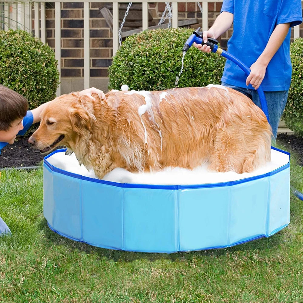 Foldable Dog Pool – 60×20CM Portable Hard Plastic Pet Bath Tub for Dogs & Cats, Outdoor Collapsible Pet Swimming Pool