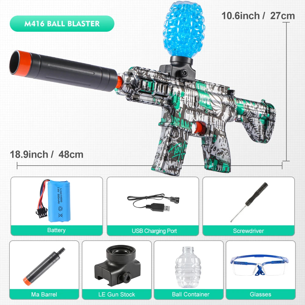 🔫 M416 Electric Ball Blaster Toy Gun
⚡ High-Speed • Metallic Finish • Rechargeable Power