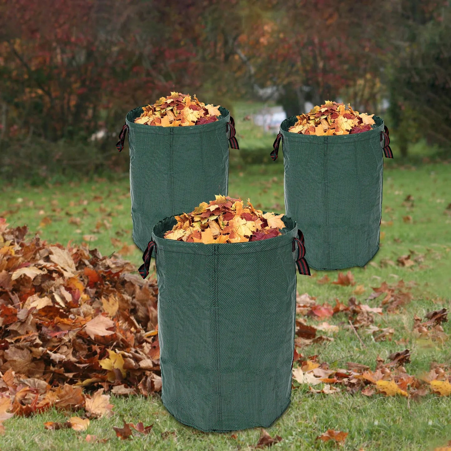 Reusable Yard Waste Bags – 3 Pack 16/72 Gallon Standable Garden Leaf Bags with 4 Handles for Lawn, Camping & Recycling